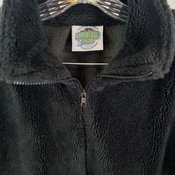 Vtg Adventure Pass Zip Front Fleece Jacket Wolf Graphic Double Sided USA Large - Picture 5 of 8